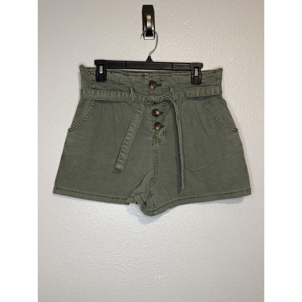 Bohme Olive Green Tie Smocked Waist Shorts Womens Medium NWT